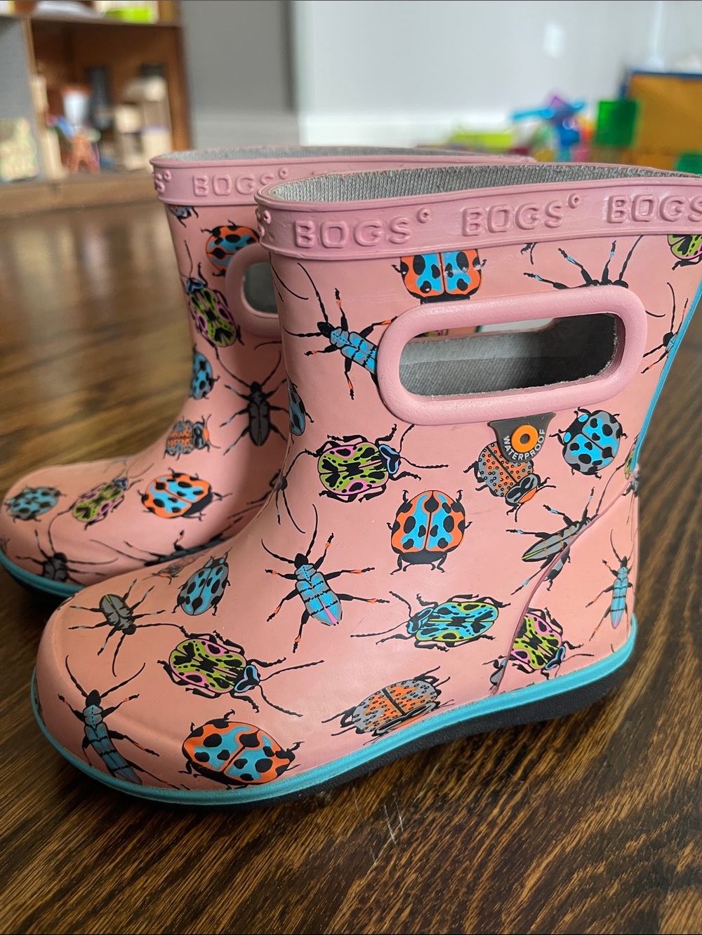 Bogs Pink Kids' Bug Print Waterproof Rain Boots